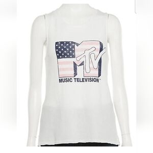 MTV Viacom Juniors MTV Logo American Flag Tank Top size XL